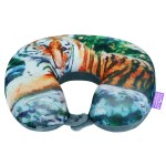 VIAGGI Tiger Grey 3D Print U Shaped Memory Foam Travel Neck and Neck Pain Relief Comfortable Super Soft Orthopedic Cervical Pillows